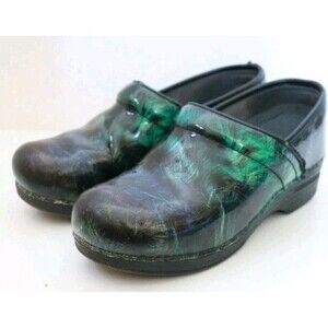 Dansko XP Patent Leather Paint Color Brush Stroke Professional Clogs‎ Size 38